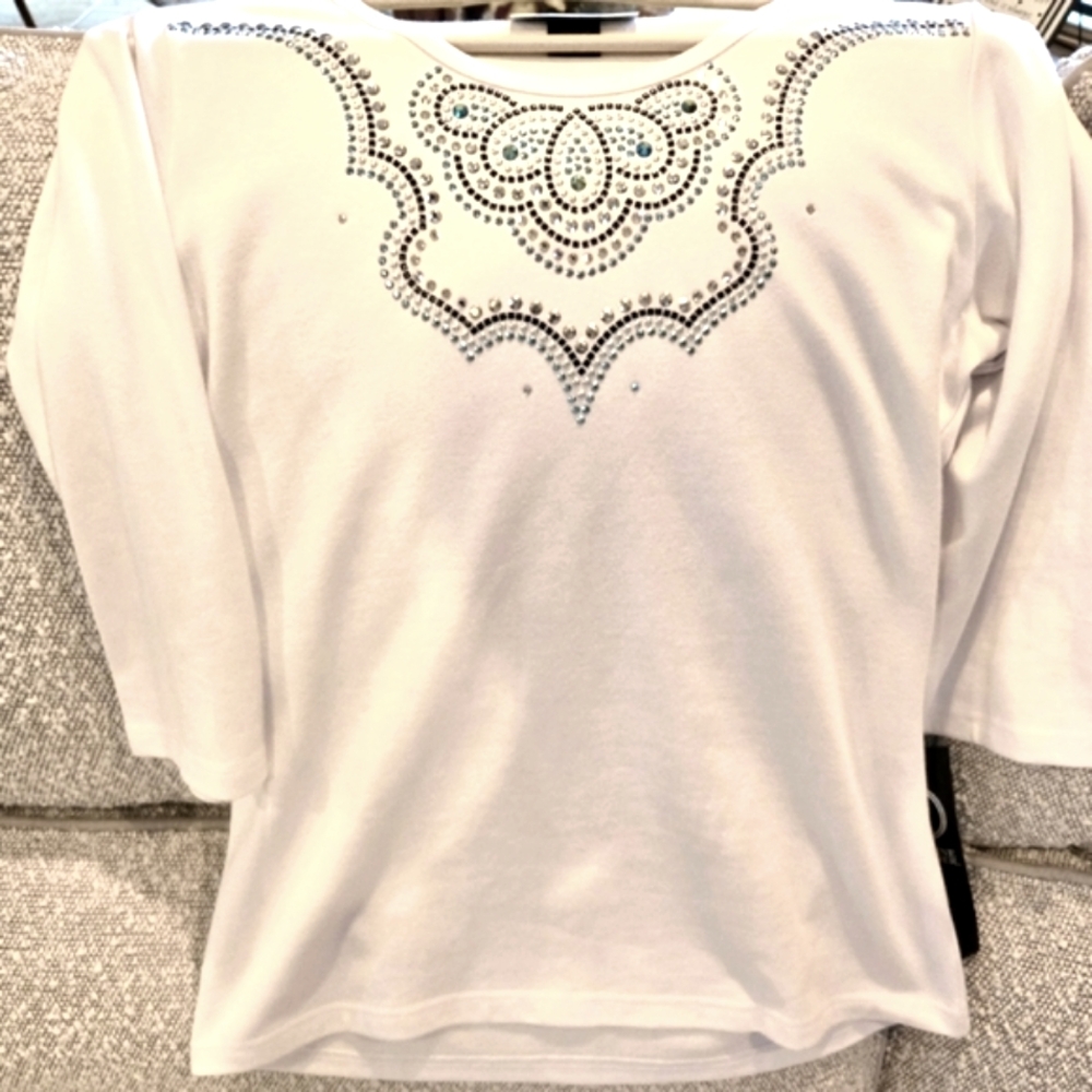 Embellished White Top By Christine Alexander